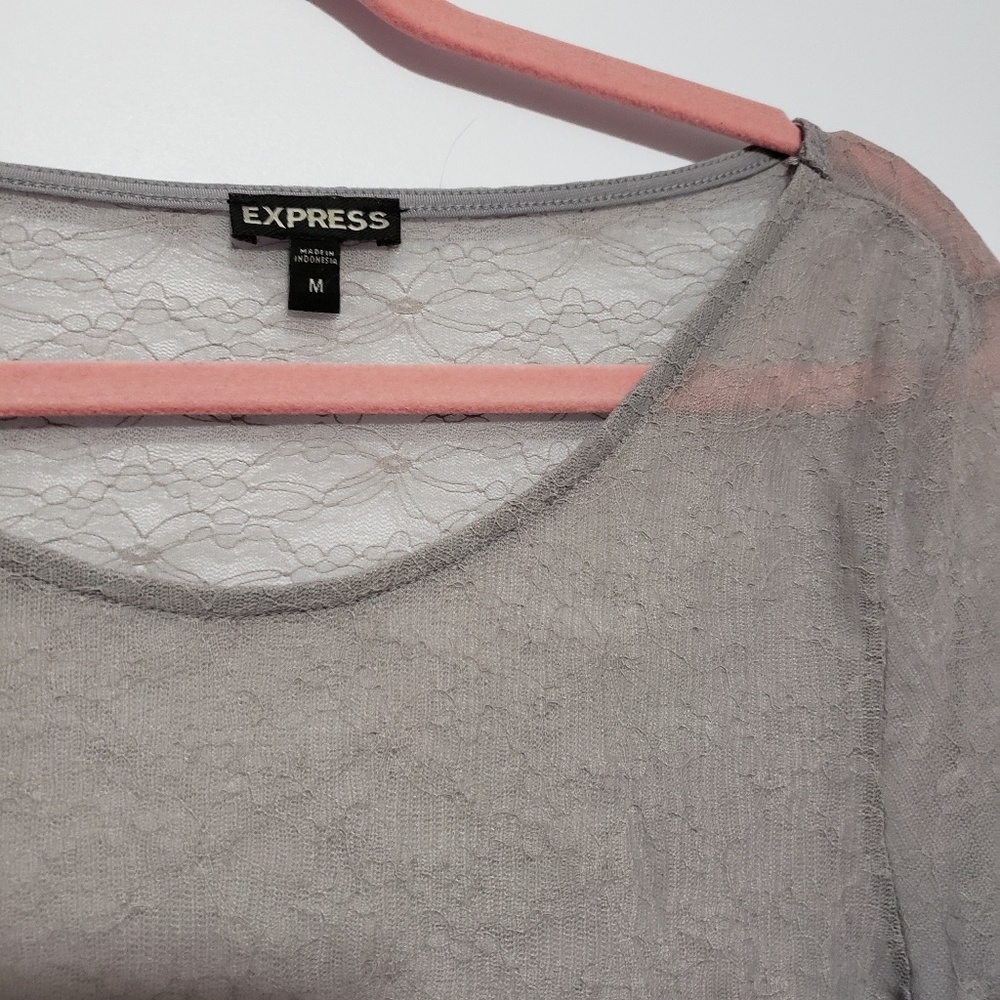 Grey mesh Flower shirt. Express.